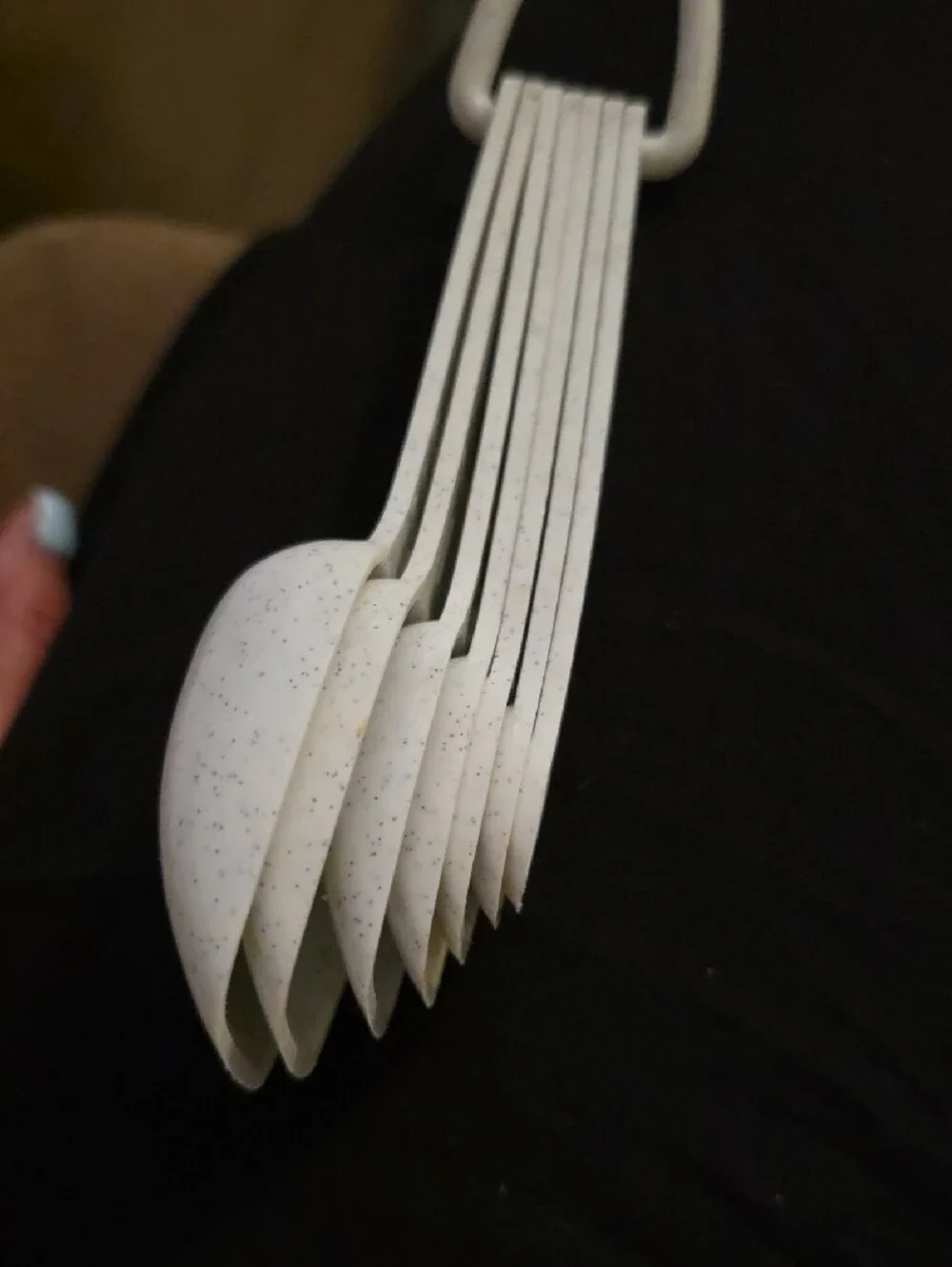 Tupperware Speckled White Nesting Measuring Spoon Set Vintage